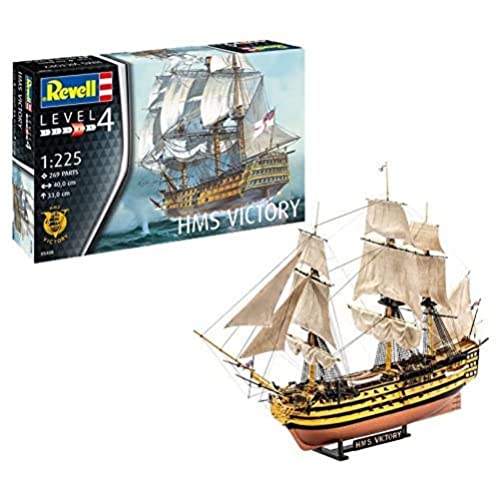 Revell Modellbausatz Schiff 1:225 - H.M.S. Victory im Maßstab 1:225, Level 4, originalgetreue Nachbildung mit vielen Details, Segelschiff, 05408, Zum Bemalen von Revell