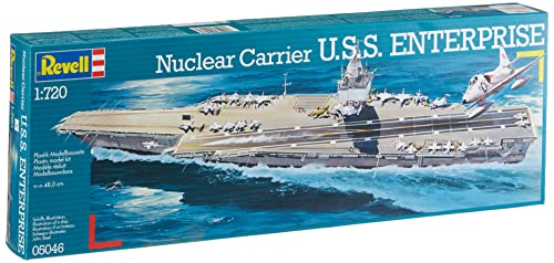 Revell Modellbausatz Schiff 1:720 - Nuclear Carrier U.S.S. Enterprise im Maßstab 1:720, Level 4, originalgetreue Nachbildung mit vielen Details, 05046, Bunt von Revell