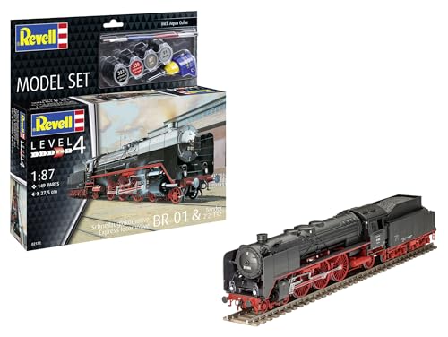 Revell Modellbausatz Schnellzuglokomotive BR01 & Tender | Lokomotivgeneration der Deutschen Reichsbahn | Maßstabsgetreu mit filigranen Details | Inkl. Kleber und Pinsel von Revell