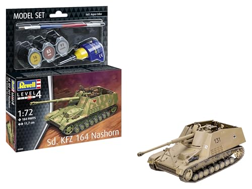 Revell Modellbausatz Sd.Kfz. 164 Nashorn | Leistungsstarker Panzerjäger mit 8,8 cm Pak | Authentischer Innenraum | Wiederauflage 2024 | Inkl. Kleber und Pinsel von Revell