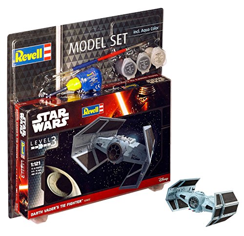 Revell Modellbausatz Star Wars Darth Vader's TIE Fighter im Maßstab 1:121, Level 3, originalgetreue Nachbildung mit vielen Details, Model Set mit Basiszubehör, einfaches Kleben und Bemalen, 63602 von Revell