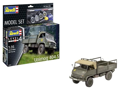 Revell Modellbausatz Unimog 404 S | Vielseitiges Allradfahrzeug der 1950er Jahre | Detailliertes Fahrwerk & Fahrerhaus | Inkl. Kleber und Pinsel von Revell