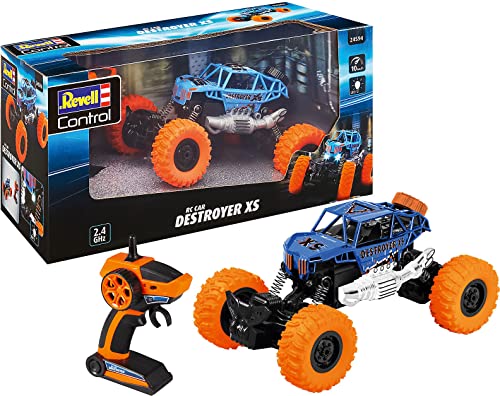 Revell Control Car Destroyer XS I Maßstab 1:18 I Perfekt für Innen- und Außenabenteuer I 2,4 GHz Fernsteuerung I LED-Frontscheinwerfer für Nachtfahrten I Ideales Geschenk für RC-Fans ab 8 Jahren von Revell