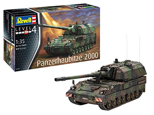 Revell 03279 Panzerhaubitze 2000 Armored Howitzer originalgetreuer Modellbausatz für Fortgeschrittene, Mehrfarbig, 1/35 von Revell