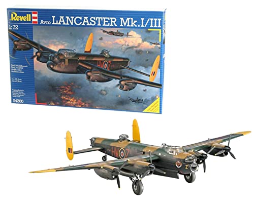 Revell REV-04300 Flugzeugbomber Avro Lancaster Mk.I/III, Flugzeugmodellbausatz, 10 Jahre to 99 Jahre , 1:72, 29,5 cm/42,8cm Royal Air Force (RAF) Modelmaking, unlackiert von Revell