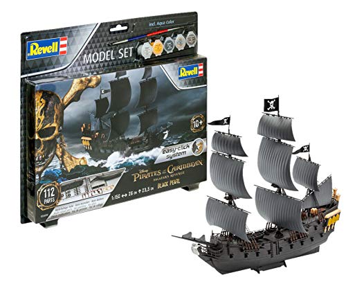 Revell Easy Click 65499 Black Pearl aus Disney Fluch der Karibik, Piratenschiff, Modellbausatz mit Easy-Click-System, kein Kleben, farbige Bauteile, für Einsteiger und Experten, mit Farben, 26 cm von Revell