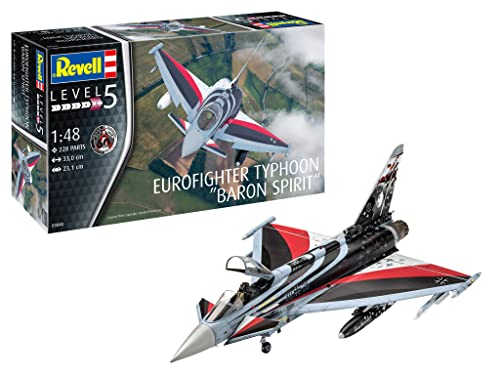 Revell RV03848 03848 Eurofighter Typhoon Baron Spirit, Flugzeugmodellbausatz 1:48, 33 cm originalgetreuer Modellbausatz für Experten, unlackiert, Mittel von Revell