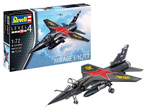 Revell 04971 Dassault Mirage F-1C/CT, Flugzeugmodellbausatz 1:72, 21,3cm originalgetreuer Modellbausatz für Fortgeschrittene, unlackiert von Revell