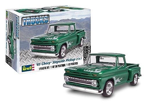 Revell Modellbausatz '65 Chevy Stepside Pickup 2 'n 1 I Detailgetreuer Modellbausatz I Maßstab 1:24 I Flexibles Design für verschiedene Modelle I Ideal für Sammler und Bastler von Revell