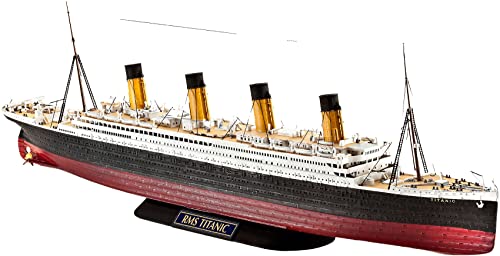 Revell Revell_05210 Modellbausatz Schiff 1:700 - R.M.S. Titanic im Maßstab 1:700, Level 4, originalgetreue Nachbildung mit vielen Details, Kreuzfahrtschiff, 05210, merhfarbig, Weiß von Revell