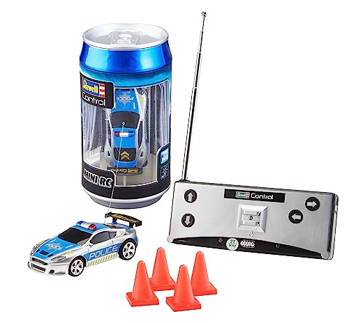 Revell Control Mini RC Car Police I Maßstab 1:43 I Authentisches Design, ideal für Kinder ab 8 Jahren I Geeignet für Innen- und Außenbereiche I Zwei Betriebsfrequenzen für spannende Rennen von Revell Control