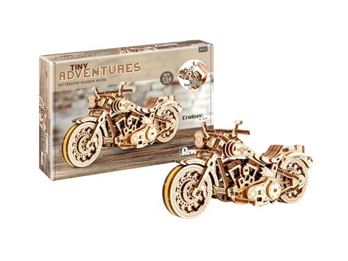 Revell Tiny Adventures Cruiser Vtwin, Authentisches Motorradmodell, Rückzugsmechanismus für dynamische Bewegung, Gummibandmotor für Vorwärts und Rückwärtsfahrt, Modell aus Holz von Revell