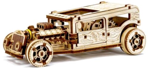 Revell Tiny Adventures Hot Rod, Mechanisches Wunder mit Rückzugsmechanismus, Beweglich vorwärts und rückwärts, Öffnende Türen für zusätzlichen Realismus, Interaktiver Aufbau, Modell aus Holz von Revell