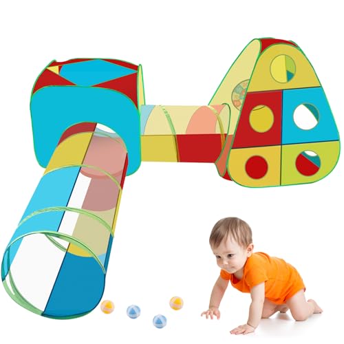 Revivoer 4 in 1 Spielzelt Kinderzelt,Baby Spielzelt Mit Tunnel,für Zuhause & im Garten | Tasche | Tunnel | Spielzelt Junge/mädchen (Blau) von Revivoer