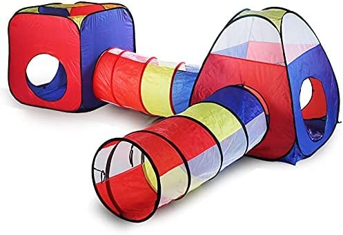 Revivoer 4 in 1 Spielzelt Kinderzelt,Baby Spielzelt Mit Tunnel,für Zuhause & im Garten | Tasche | Tunnel | Spielzelt Junge/mädchen (Rot) von Revivoer