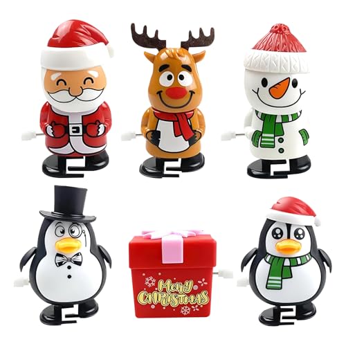 RevpoltIQ 6 Stücke Weihnachten Kinder Aufziehspielzeug Schneemann Weihnachtsmann Figur Uhrwerk Spielzeug Aufziehfigur Deko Figuren Geschenk für Geburtstag Kindertag Party von RevpoltIQ