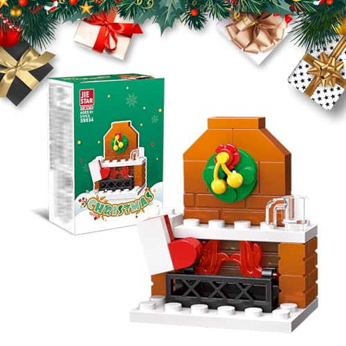 RevpoltIQ Weihnachten Bauklötze Set DIY Building Block Assembly Weihnachten Playset Building Toy Set Display Weihnachtsszene für Kinder Jungen Mädchen 6-12 Jahre alt (Weihnachten Kamin) von RevpoltIQ