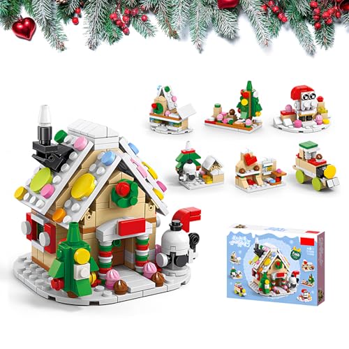 RevpoltIQ Weihnachten Bauklötze Set Weihnachtsbaum Lebkuchenhaus Baukasten Display Weihnachtsszene für Kinder Jungen Mädchen 6-12 Jahre alt (Lebkuchenhaus) von RevpoltIQ