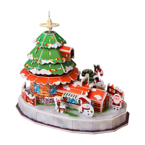 Weihnachten 3D Puzzle Xmas Zug Weihnachten Villa enthalten DIY Kunst & Handwerk 3-D-Puzzles für Kinder Aktivität, Geschenke für Kinder, Weihnachten (Weihnachtsvilla Ⅰ) von RevpoltIQ