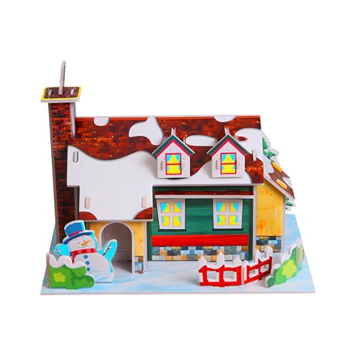 Weihnachten 3D Puzzle Xmas Zug Weihnachten Villa enthalten DIY Kunst & Handwerk 3-D-Puzzles für Kinder Aktivität, Geschenke für Kinder, Weihnachten (Weihnachtsvilla Ⅱ) von RevpoltIQ