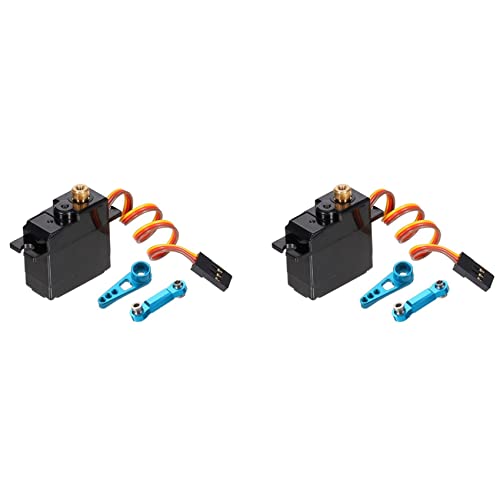 Reykentu 2 x Metallgetriebe-Servo-Kabel mit Servoarm für 144001, 124019, 124018, A959-B, A959, Upgrade-Teile für RC Auto von Reykentu