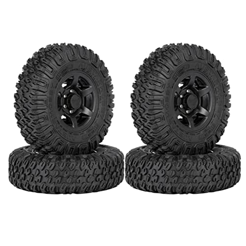 Rfeeuubft 4 Stück 85 mm Beadlock Reifen für 1/10 RC Crawler Car Axial Jr D90 CC01, Schwarz von Rfeeuubft