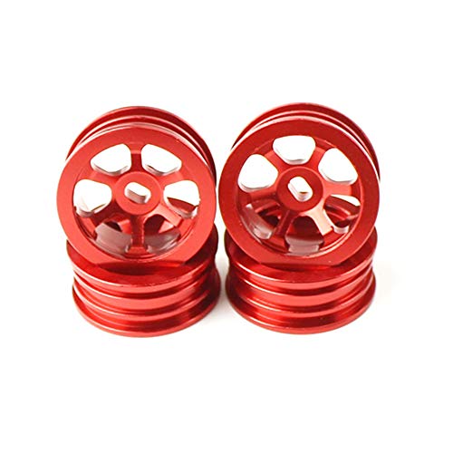 Rfeeuubft Metallfelge, 4 Stück, für K969, K979, K989, P929, Iw04M, Iw02 Mini-Z Mini-Q Mini-D 1/28 RC Drift Car, Rot von Rfeeuubft