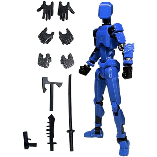 Rheross Roboter-Actionfigur, 3D-Gedruckt mit Voller Beweglichkeit für Stop-Motion-Animation, Blau von Rheross