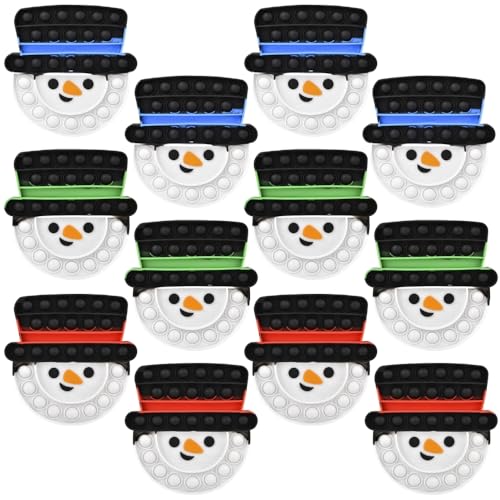 Festlicher Schneemann-Zylinder, Blasen-Druckknöpfe, 15,2 cm, verschiedene Farben (blau, grün und rot), ideal als Partygeschenk, 12 Stück von Rhode Island Novelty