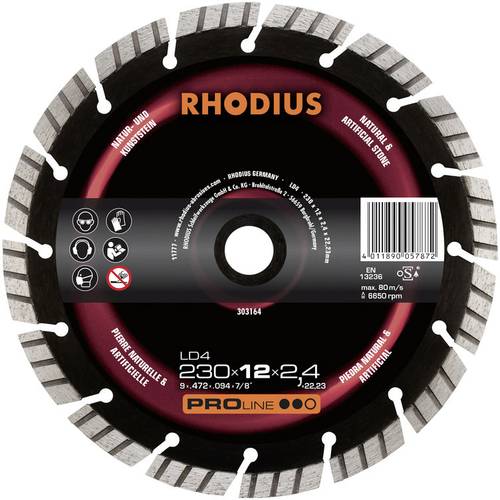 Rhodius 303161 LD4 Diamanttrennscheibe Durchmesser 125mm Bohrungs-Ø 22.23mm Naturstein 1St. von Rhodius