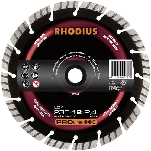 Rhodius 303163 LD4 Diamanttrennscheibe Durchmesser 180mm Bohrungs-Ø 22.23mm Naturstein 1St. von Rhodius