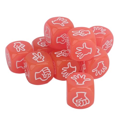 10pcs Finger Rateing Game Dice, Glühen Im Dunklen Finger Rätselraten Rock Scissors Paper Dice Set für Brettspiel, Würfelspiel, Mathematikspiel, Bildungsspiel (#3) von RiToEasysports