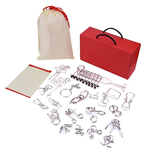 20pcs Metalldraht -Rätsel Set, Lustige Hirnteaser IQ Puzzle Premium Metall Draht Mind Training Ausbildung Aufklärung Spielzeug für Erwachsene von RiToEasysports