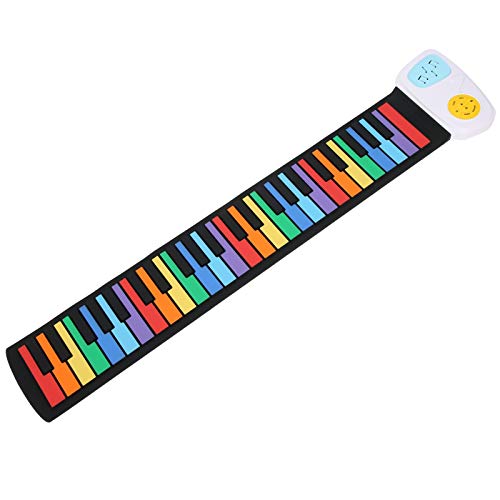 49-Tasten-Roll-Up-Keyboard-Klavier, Tragbares Roll-Up-Piano-Musikinstrument, Mehrfarbig, Flexibles Klavier, Elektrische Faltbare Klaviertastatur, Geeignet für Anfänger oder von RiToEasysports