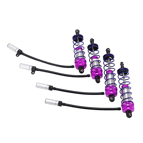 4Pcs RC Stoßdämpfer, Aluminiumlegierung Öl Einstellbar 92mm Vorne 105mm Hinten RC Auto Stoßdämpfer Dämpfer Stoßdämpfer für 1/10 RC Auto(Violett) Zubehör Für Modellautos Modellspielzeug von RiToEasysports