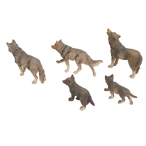 5 Stück Wolf Figur Spielzeug, Hohe Simulation Kunststoff Lebensechte Wolf Figuren Wildtier Spielzeugfiguren Modell Dekoration von RiToEasysports