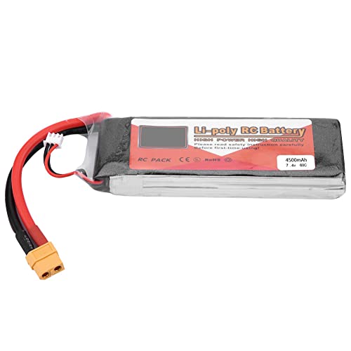 6000 MAh 45 C 7,4 V LiPo-Akku, RC-Modell-Akku mit XT60-Stecker, Wiederaufladbarer Akku für RC-Autos, Flugzeuge, Boote (7,4V 4500mAh 60C XT60) von RiToEasysports