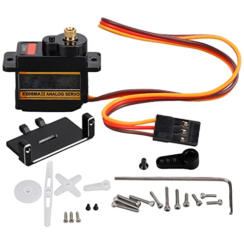 Metall-Mikro-Servomotor-Kit, Hocheffizientes Getriebe-Servo-Kit mit Lenkgetriebehalterungen und 15T-Servoarmen für Axial SCX24 1/24 RC-Car (Black) von RiToEasysports