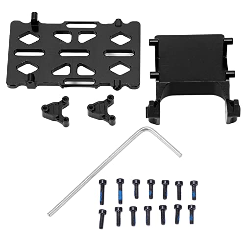 RC-Batteriefach-Set, RC-Batteriefach aus Aluminiumlegierung mit Hinterer Stoßdämpferbrücke, ESC-Halterung für Axial SCX24 1/24 RC-Auto (Black) von RiToEasysports