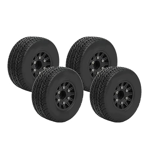 RC Short Course Truck Wheels and Tyres Combo, RC Off Road Wheels mit Sechskantadapter für ARRMA, SENTON, Slash, LOSI 1/10 Short Trucks (Black) von RiToEasysports