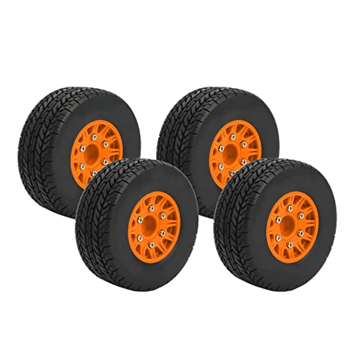 RC Short Course Truck Wheels and Tyres Combo, RC Off Road Wheels mit Sechskantadapter für ARRMA, SENTON, Slash, LOSI 1/10 Short Trucks (ORANGE) von RiToEasysports