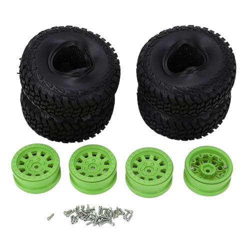 RiToEasysports 1/10 RC Auto Reifen, 4PCS Gummi Reifen Kunststoff Radnaben Upgrade Leistung mit aus Gezeichneter Traktion und Haltbarkeit Geeignet für 1/10 RC Crawler (Green) von RiToEasysports