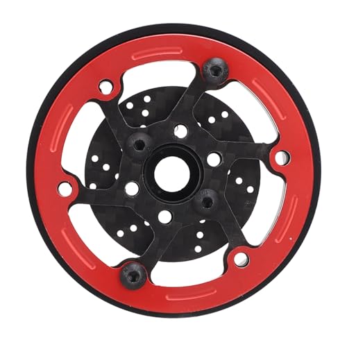 RiToEasysports 1,9 Zoll 4-teilige Carbonfaser-Radnabe, Leichte, Langlebige Carbonfaser-Radnabe aus Legierung mit Bremsscheibe, RC-Auto für SCX10 RR10 (Rot) von RiToEasysports