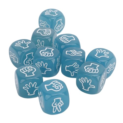 RiToEasysports 10pcs Finger Rateing Game Dice, Glühen Im Dunklen Finger Rätselraten Rock Scissors Paper Dice Set für Brettspiel, Würfelspiel, Mathematikspiel, Bildungsspiel (Blue) von RiToEasysports