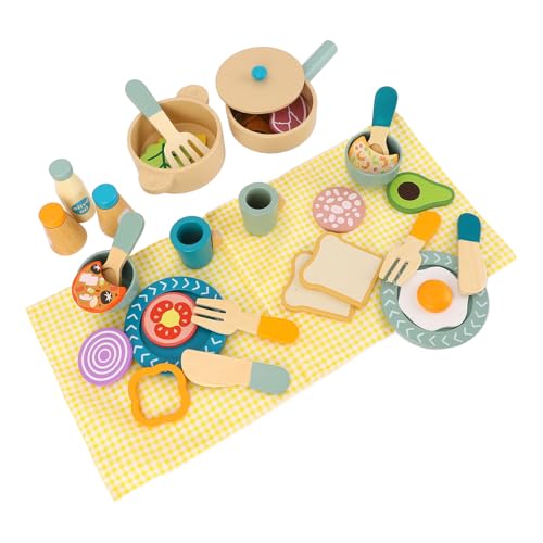RiToEasysports 12pc Premium Cherry Wood Play Food Set mit Tellern und Gerichten, Pädagogisches Rollenspiel für Kleinkinder Im Alter von 3,4,5,6, Küchenszenario -Simulationsspielzeug, Frühes Lernen RiToEasysports 12pc Premium Cherry Wood Play Food Set mit Tellern und Gerichten, Pädagogisches Rollenspiel für Kleinkinder Im Alter von 3,4,5,6, Küchenszenario -Simulationsspielzeug, Frühes Lernen von RiToEasysports