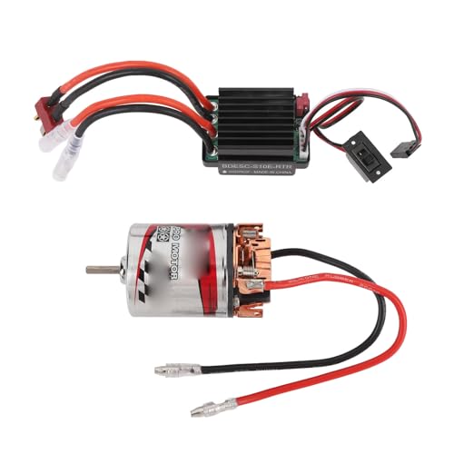 RiToEasysports 3 Schlitz Gebürstetem Motor, Wasserfestes Edelstahl -Hülle Hochtorsionsmotor und ESC für SCX10 AXI03007 RC -Auto (17T) von RiToEasysports