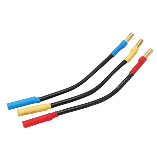 RiToEasysports 3 Stück 4 Mm Bananenstecker-Verlängerungskabel, 13 cm Langes Verlängerungskabel, Silikondraht für RC-Auto, Boot, Flugzeug, ESC-Verbindung von RiToEasysports