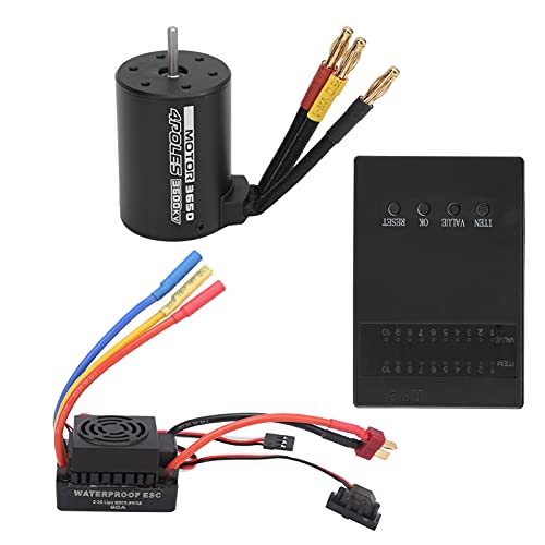 RiToEasysports 3650 3600KV Bürstenloser Motor, Wasserdichtes 60A ESC Combo Set mit Programmierkarte für 1/8 1/10 RC Car von RiToEasysports