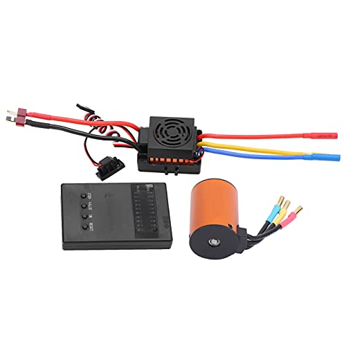 RiToEasysports 4-poliger 12-Slot-Motor mit Hoher Torsion, Bürstenloser 3500-KV-Motor, ESC-Programmierkarten-Kombiset für 1/8 1/10 RC-Car von RiToEasysports