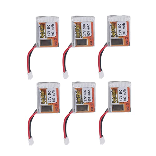 RiToEasysports 6 Stück Li-Poly-Akku, 1S 30C 600mAh 3,7 V RC-Akku Lipo-Akku mit XH2.54-Weißstecker-Ladegerät für RC-Autos Erwachsener Spielzeug von RiToEasysports